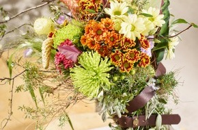 Blumenbüro: "Unexpected Wild": Die herbstliche Jahreszeit rustikal gestalten - Chrysanthemensträuße für ein stimmungsvolles Herbst-Feeling