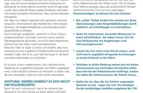 Polizeiinspektion Hameln-Pyrmont/Holzminden: POL-HM: Erneute Anrufe durch "falsche Polizeibeamte" - Betrüger leider in Bad Münder erfolgreich - Polizei wiederholt ihre Hinweise