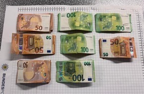 Bundespolizeidirektion Sankt Augustin: BPOL NRW: Bundespolizei stellt Bargeld sicher - Ermittlungen wegen Geldw&auml;scheverdachts und Versto&szlig;es gegen das Bet&auml;ubungsmittelgesetz