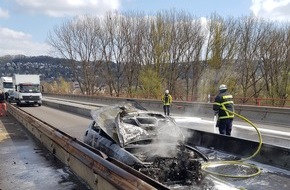 Verkehrsdirektion Koblenz: POL-VDKO: Fahrzeugbrand auf der BAB 48, Bendorfer Brücke