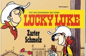 Egmont Ehapa Media GmbH: Comiczeichner Ralf König im Westernfieber: Lucky Luke Hommage "Zarter Schmelz". Jetzt EPK/APK verfügbar