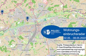 Polizeipräsidium Hamm: POL-HAM: Wohnungseinbruchsradar Hamm für die Woche vom 2. bis 8. Mai 2022
