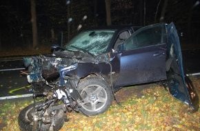 Polizeiinspektion Nienburg / Schaumburg: POL-STH: Auto frontal gegen Baum / Schutzengel fuhr mit