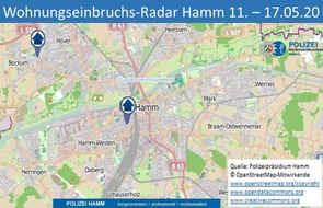 Polizeipräsidium Hamm: POL-HAM: Wohnungseinbruchs-Radar Hamm 11.- 17. Mai 2020