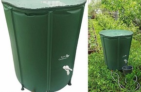 PEARL GmbH: Regenwasser zur Gartenbewässerung speichern: Royal Gardineer Faltbare Regentonne mit Deckel, 750 l, 620 GSM-PVC, Schlauchanschluss