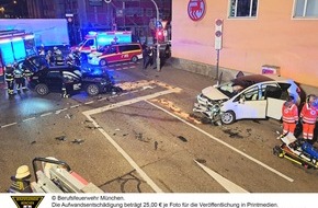 Feuerwehr München: FW-M: Drei Verletzte bei nächtlichem Verkehrsunfall (Giesing)