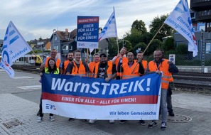 EVG Eisenbahn- und Verkehrsgewerkschaft: EVG: Große Beteiligung am Warnstreik bei der Hessischen Landesbahn (HLB)