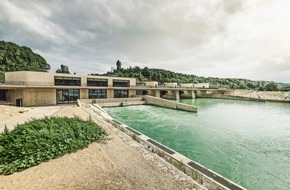 BKW Energie AG: Wasserkraftwerk Hagneck /
Modernstes Flusskraftwerk der Schweiz geht in Betrieb