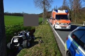 Kreispolizeibehörde Herford: POL-HF: Verkehrsunfall mit Personenschaden - 
Quad-Fahrer schwer verletzt