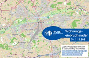 Polizeipräsidium Hamm: POL-HAM: Wohnungseinbruchsradar Hamm für die Woche 05.04.2021 bis 11.04.2021