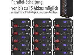 PEARL GmbH: revolt LiFePO4-Akku zur Rack-Montage, BMS, 48 V, 100 Ah, extra-zyklenfest: Solarstrom-Speicher für die Solaranlage: für Geräte-Betrieb zu jeder Zeit