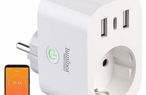 PEARL GmbH: Stromkosten messen und per App steuern: Luminea Home Control WLAN-Steckdose SF-515.avs mit Energiekostenmesser, 1 x USB-C 20 Watt, 2 x USB-A, 16A