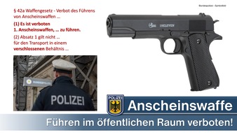 Bundespolizeidirektion München: Bundespolizeidirektion München: Jugendlichen Softairpistole abgenommen: Bundespolizist reagiert schnell