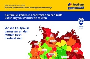 Postbank: Postbank Wohnatlas 2022 / Prognose: Wo Wohnimmobilien noch an Wert gewinnen