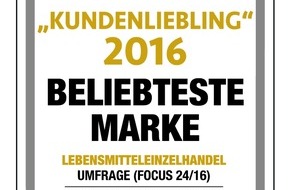 Lidl: Lidl belegt Platz eins in der Kategorie Lebensmitteleinzelhandel bei Focus Money-Studie "Kundenlieblinge 2016" / Lidl Deutschland erhöht deutlich Punktzahl im Vergleich zum Vorjahr