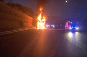 Feuerwehr Gelsenkirchen: FW-GE: Brennt LKW auf der A2 Fahrtrichtung Oberhausen/Anschlussstelle Gladbeck