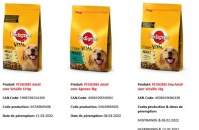 Mars Schweiz AG: Mars Suisse annonce le rappel de lots de croquettes pour chien Pedigree®