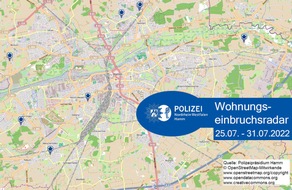 Polizeipräsidium Hamm: POL-HAM: Wohnungseinbruchsradar Hamm für die Woche vom 25. Juli bis 31. Juli 2022