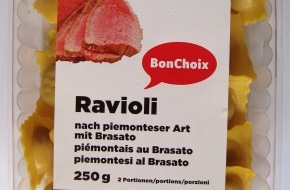 Manor AG: Manor nimmt «Ravioli nach piemonteser Art mit Brasato» der Marke BonChoix aus dem Verkauf (BILD)