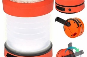 PEARL GmbH: Semptec Urban Survival Technology Dual-Teleskop-LED-Campinglampe mit Dynamo-Handkurbel, 65 Lumen: Klein, leicht und einfach zu transportieren