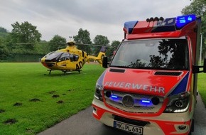 Feuerwehr Plettenberg: FW-PL: Rettungshubschrauber im Einsatz. Kind stürzt mit Fahrrad.