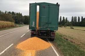 Polizeidirektion Landau: POL-PDLD: Billigheim-Ingenheim, L544, 24.9.19, 16.50 Uhr
2 Tonnen Mais verloren
