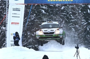 Skoda Auto Deutschland GmbH: Starkes Schweden-Debüt: Wiegand/Christian holen in der WRC 2-Meisterschaft Platz drei (BILD)