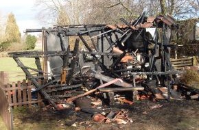 Polizeiinspektion Nienburg / Schaumburg: POL-NI: Funkenflug setzt Gartenhütte in Brand -Bild im Downaload-