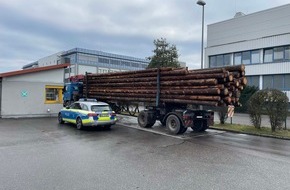 Polizeipräsidium Konstanz: POL-KN: (Bad Dürrheim / Schwarzwald-Baar-Kreis) Polizei zieht überladenen Langholztransporter aus dem Verkehr (15.12.2023)