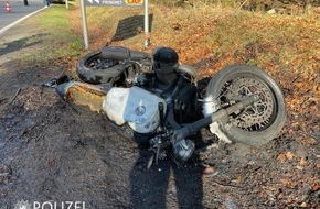 Polizeidirektion Kaiserslautern: POL-PDKL: Motorradfahrer bei Unfall verletzt