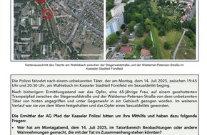 Polizeipräsidium Nordhessen - Kassel: POL-KS: Folgemeldung zu Sexualdelikt am Wahlebach: Kripo richtet "AG Pfad" ein und sucht mit Fahndungsplakaten nach Zeugen