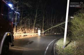 Feuerwehr Iserlohn: FW-MK: Umgestürzter Baum versperrt Straße