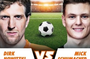 ING Deutschland: "Champions for Charity" 2019: Dirk Nowitzki tritt wieder gegen Mick Schumacher an / Benefiz-Fußballspiel zu Ehren von Michael Schumacher findet am 21. Juli in Leverkusen statt