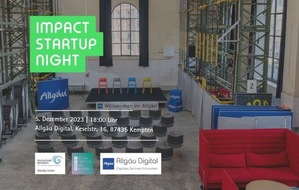 Allgäu Digital - Heimat für Gründung und Innovation: Impact Startup Night am 5. Dezember bei Allgäu Digital: nachhaltig wirtschaften im Fokus