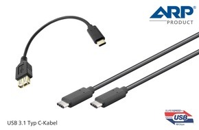 ARP Schweiz AG: ARP erweitert Kabelsortiment mit neuen USB 3.1 Typ C-Kabeln
