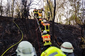 Feuerwehr MTK: Vegetationsbrand in Hattersheim nach rund 18 Stunden beendet - Brandwache musste in der Nacht weitere Brandnester ablöschen