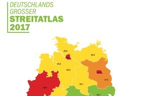 Advocard Rechtsschutzversicherung AG: Deutschlands großer Streitatlas 2017 / Uneinigkeit und Recht und Sturheit: Jeder Vierte in Deutschland in Rechtsstreit verwickelt