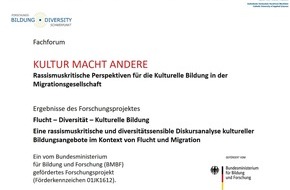 Katholische Hochschule Nordrhein-Westfalen: Digitales Fachforum KULTUR MACHT ANDERE: Abschlussveranstaltung des BMBF-geförderten Forschungsprojekts FluDiKuBi, Abteilung Aachen