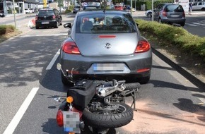 Polizeipräsidium Westpfalz: POL-PPWP: Unfall in der Mainzer Straße - Motorradfahrer leicht verletzt