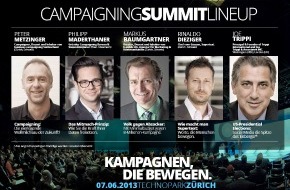 Campaigning Summit: "Wirksame Kampagnen, die bewegen" beim Campaigning Summit Zurich 2013 (Bild/Dokument)