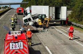 Feuerwehr VG Asbach: FW VG Asbach: Verkehrsunfall auf der A3 - Lkw und Transporter kollidieren / langer Rückstau am Montagmittag