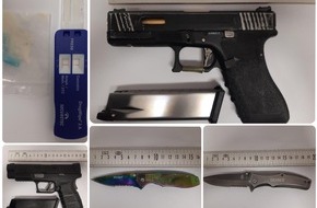 Bundespolizeidirektion München: Bundespolizeidirektion München: Bewaffnet zur Grenzkontrolle/ Bundespolizei stellt Messer, Waffen mit Munition und Drogen sicher