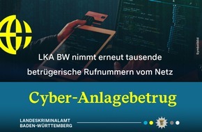 Landeskriminalamt Baden-W&uuml;rttemberg: LKA-BW: Gemeinsame Pressemitteilung der Generalstaatsanwaltschaft Karlsruhe, des Landeskriminalamtes Baden-W&uuml;rttemberg, der Bundesanstalt f&uuml;r Finanzdienstleistungsaufsicht und der Bundesnetzagentur
