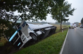 Polizeiinspektion Diepholz: POL-DH: --- Brand einer Scheune in Scholen - Lkw auf der B 214 in Freistatt im Graben - Polizei sucht Zeugen nach Parkplatzunfall in Diepholz ---