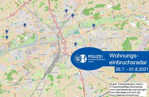 Polizeipräsidium Hamm: POL-HAM: Wohnungseinbruchsradar Hamm für die Woche 26.07.2021 bis 01.08.2021