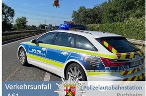 Polizeidirektion Neustadt/Weinstraße: POL-PDNW: Polizeiautobahnstation Ruchheim - Eine schwerverletzte Person nach Verkehrsunfall auf der A 61