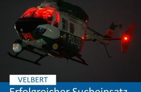 Polizei Mettmann: POL-ME: Polizei suchte per Hubschrauber nach vermisstem Senior - Velbert / Essen - 2201120