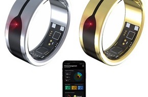 PEARL GmbH: Fitness-Tracker für den Finger - in Silber oder Gold: newgen medicals Fitnesstracker-Ring, Herzfrequenz- & SpO2-Anzeige, 2 mm, silber/gold, Gr. 57 - 70