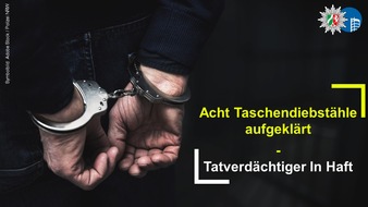 Polizeipr&auml;sidium Oberhausen: POL-OB: Acht Taschendiebst&auml;hle aufgekl&auml;rt - Tatverd&auml;chtiger in Haft