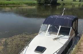 Polizeiinspektion Nienburg / Schaumburg: POL-NI: Polle/Bodenwerder/Nienburg-Abgetriebenes Kajütboot auf der Weser